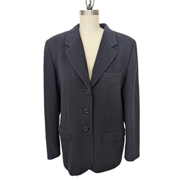 Vintage Austin Reed Classic Navy Blazer Jacket 100% Camel Hair Womens 10 Y2K - Picture 1 of 7